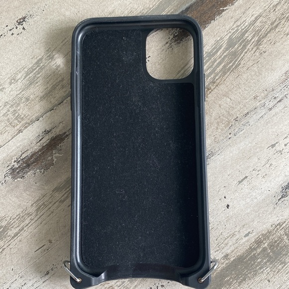 Bandolier black pebbled leather phone case with silver hardware. For I phone 11. - Picture 2 of 2